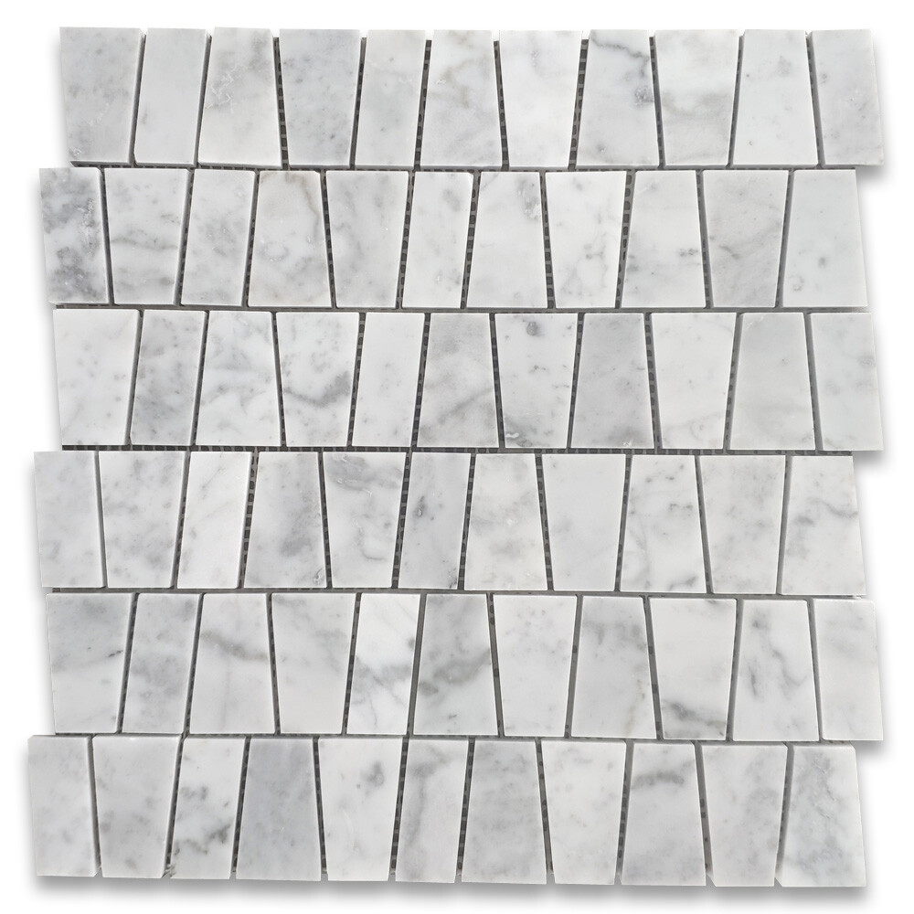 C2AXH Carrara White Marble Trapezoid Tappered Mosaic Wall Floor Tile Honed