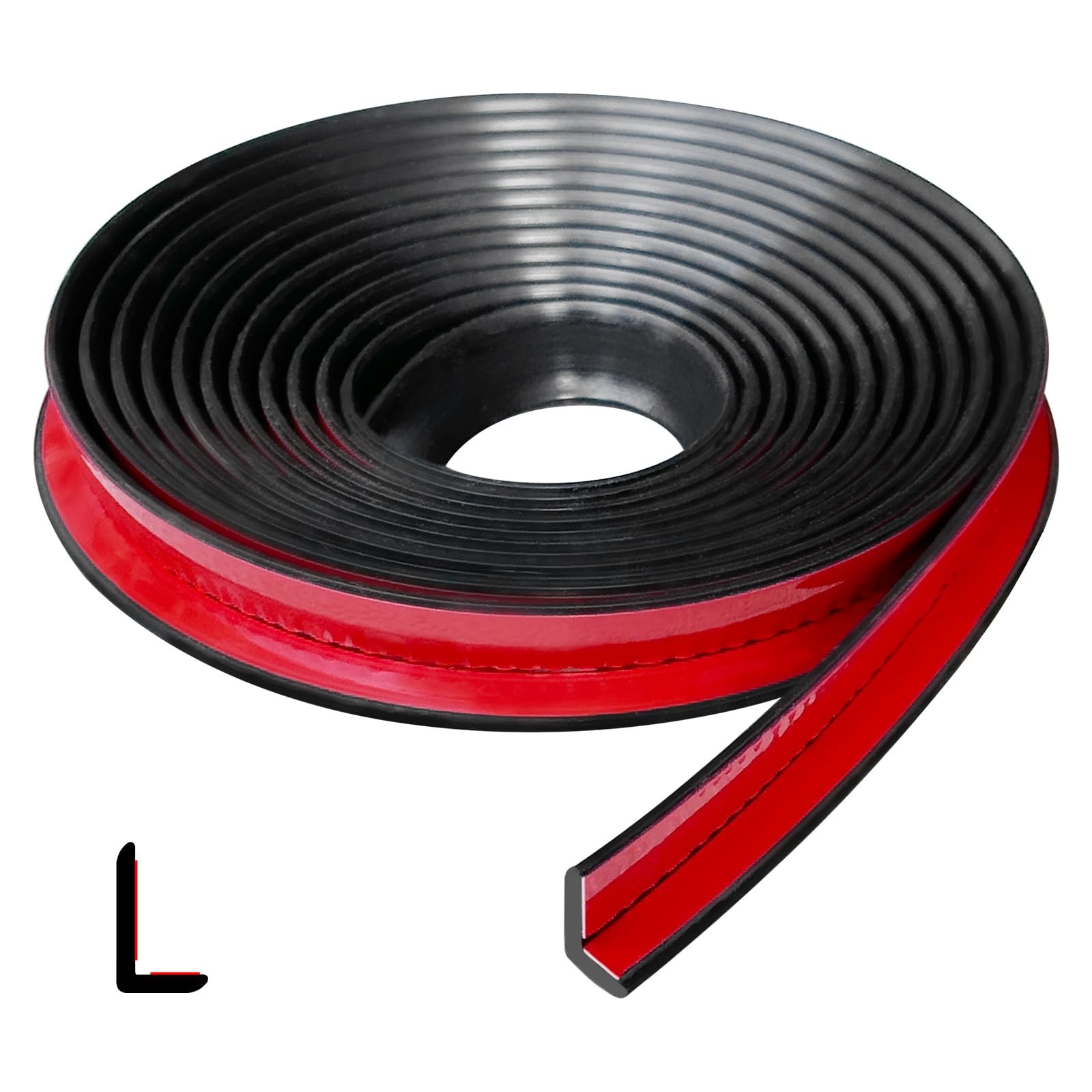 Rubber Edge Trim L-Shaped 90 Degree Peel & Stick Black 20Ft EPDM Material