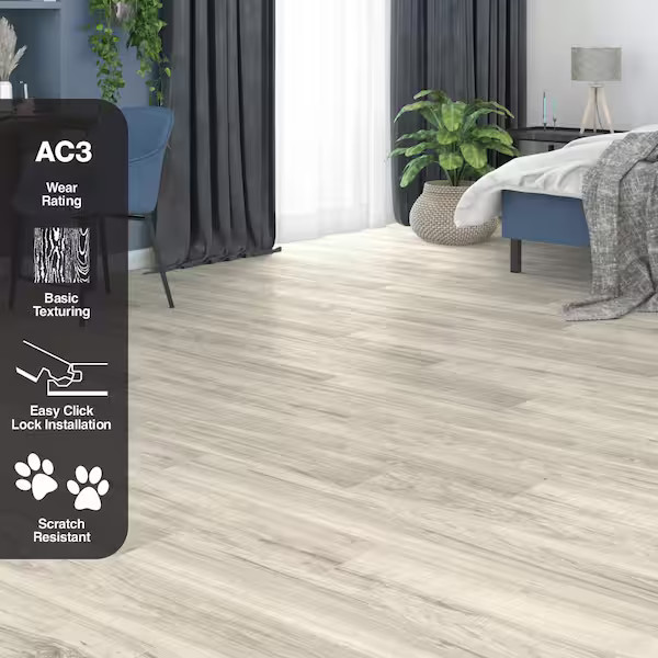 Lakeshore Pecan Stone 7 mm T x 7.6 in. W Laminate Wood Flooring (24.2 sqft/case)