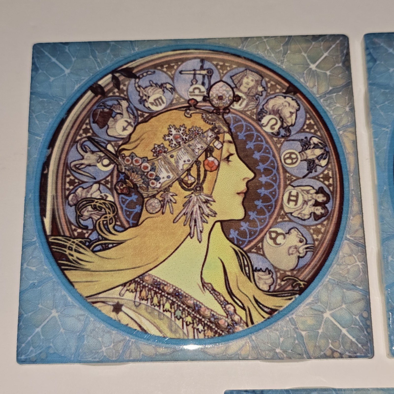 3 Art Nouveau 4.5″ X 4.5″ Alphonse Mucha Ceramic Decorative Backsplash Tile