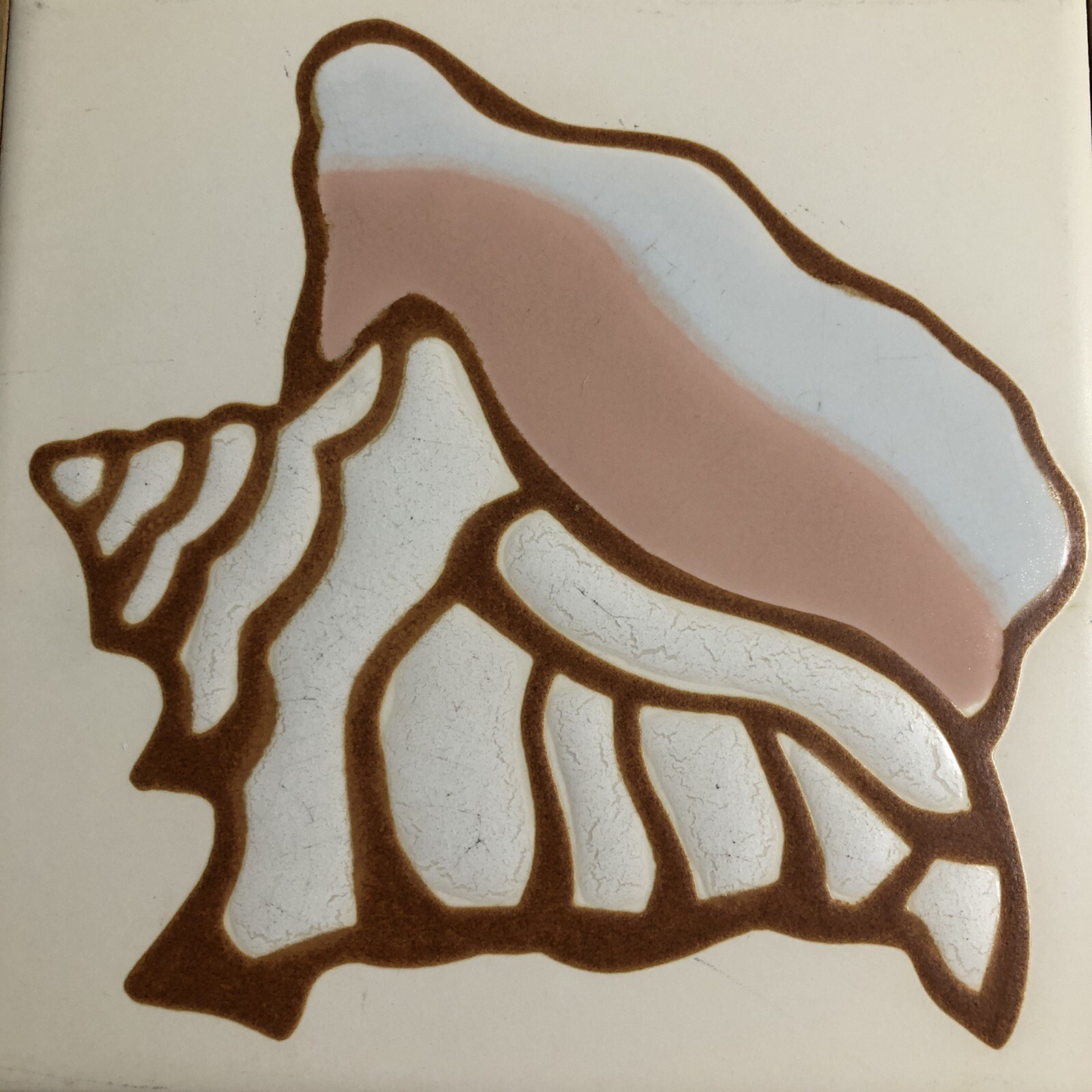 Beach Conch Shell Trivet Tile Art Originals Jane Tallman Miami Florida 7″ x 7″