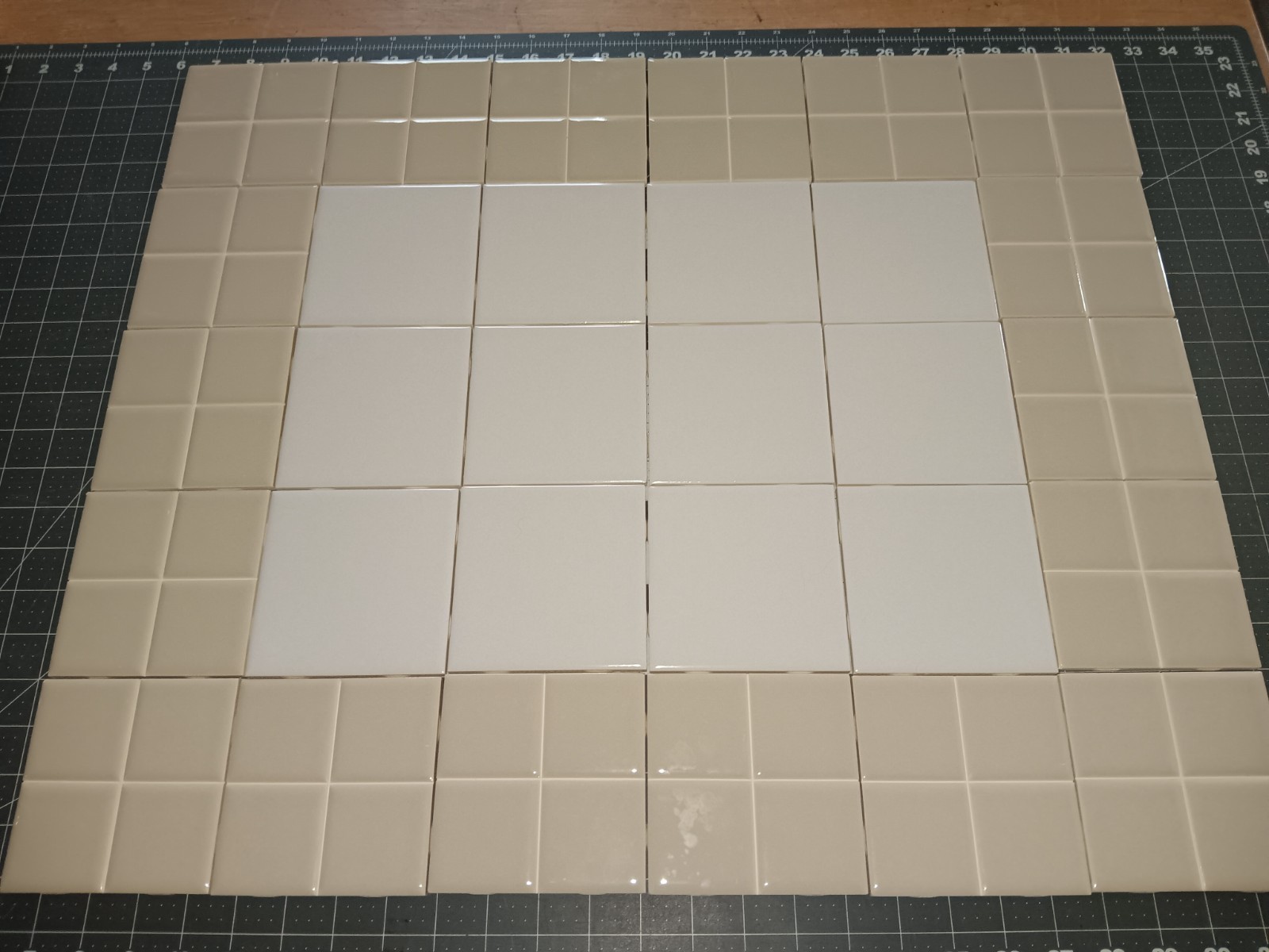 assorted 30 pcs. WHITE & TAN Dal-Tile ceramic glossy 4 square bath kitchen NEW
