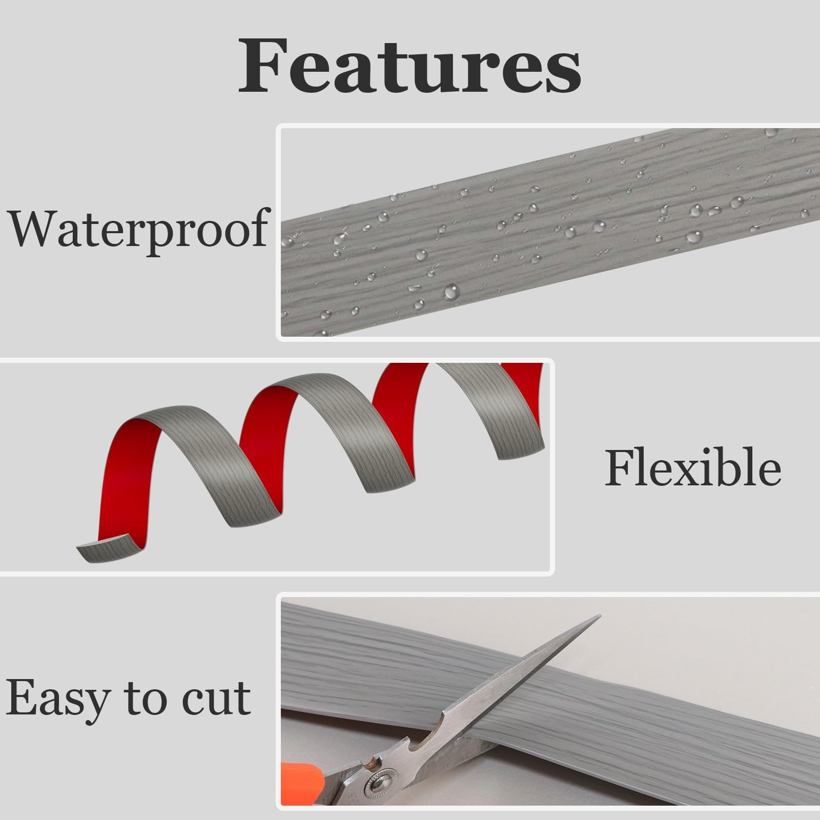 Floor Transition Strip for Carpet to Tile, Grey Wood, 4′ x 1.57″ | Self-adhes…