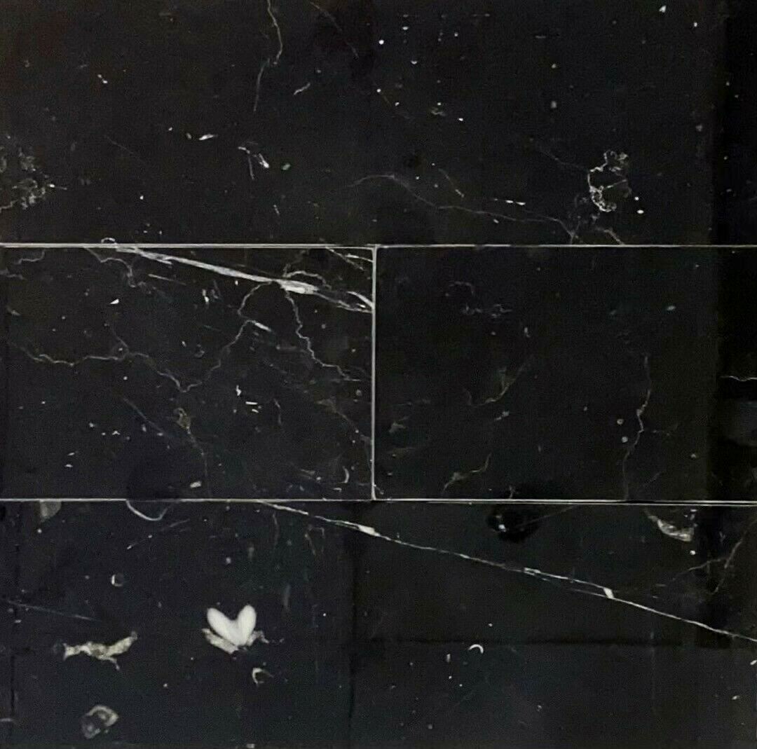 4×12 Polished Black Marble Tile Wall Backsplash Bath (1 SF)