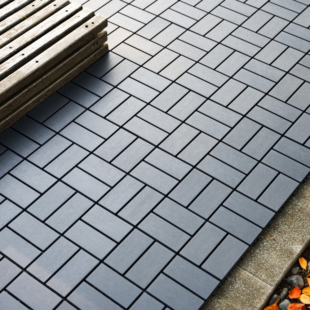 44 Pack 12″x12 Interlocking Patio Deck Tiles Waterproof Plastic Outdoor Flooring