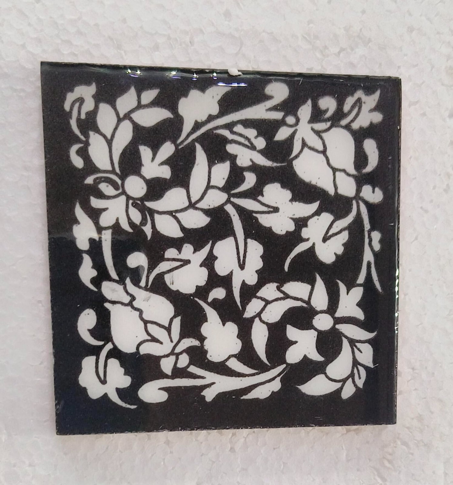 Interior Exterior Flooring Wall Ceramic Tile White & Black 4 x 4 in Set of 6