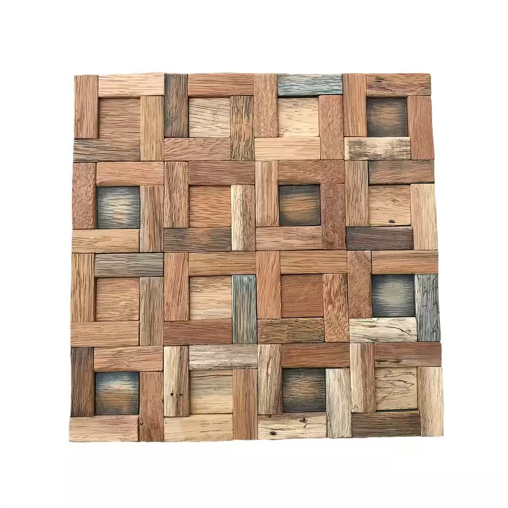 11-7/8 In. X 11-7/8 In. X 3/4 In. Freeport Boat Wood Mosaic Wall Tile Natural (1