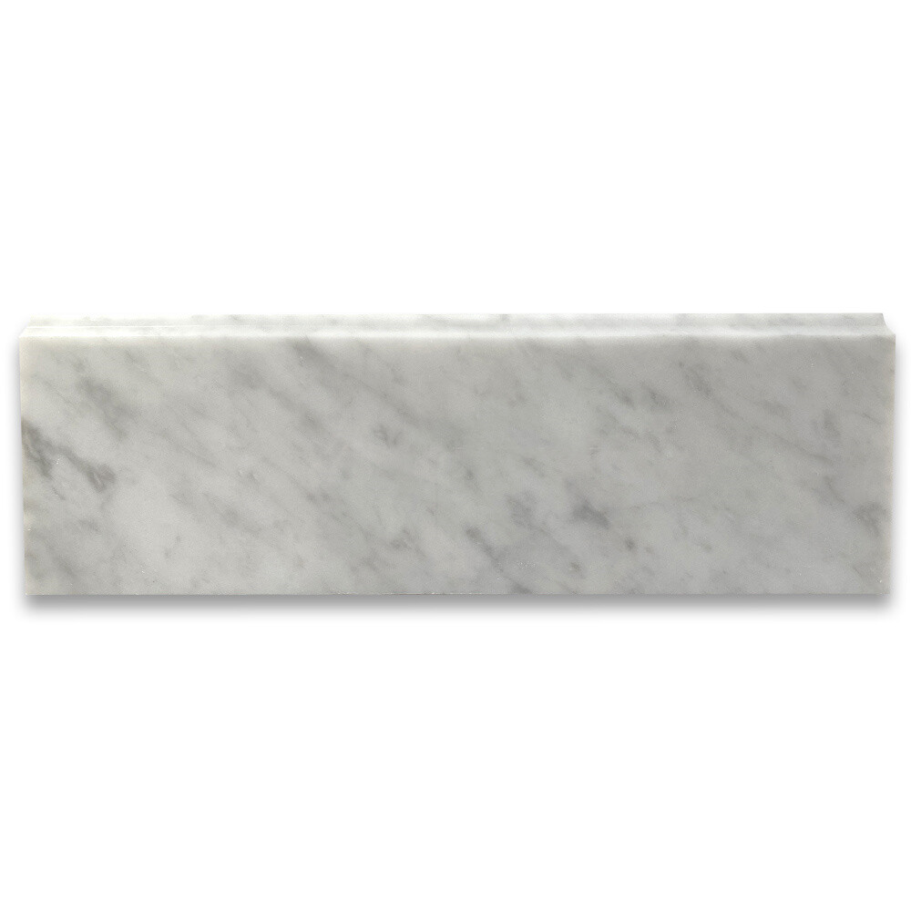 C11P Carrara Marble Bianco Carrera Baseboard Trim Molding Polished 4×12