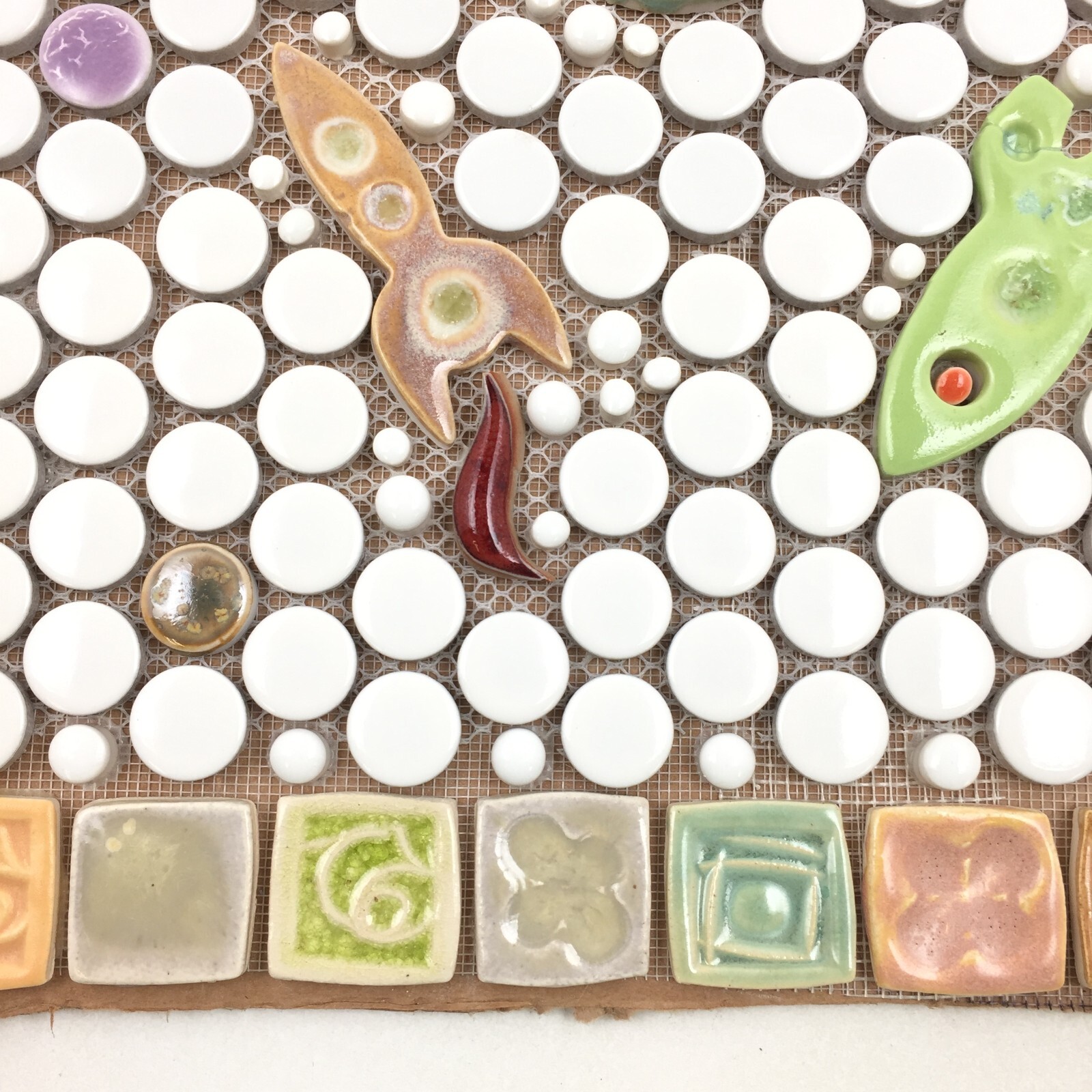 Handmade Tile Mosaic Panel Backsplash 1/4″ Thick, 11.5″ x 14″ Mounted On Mesh