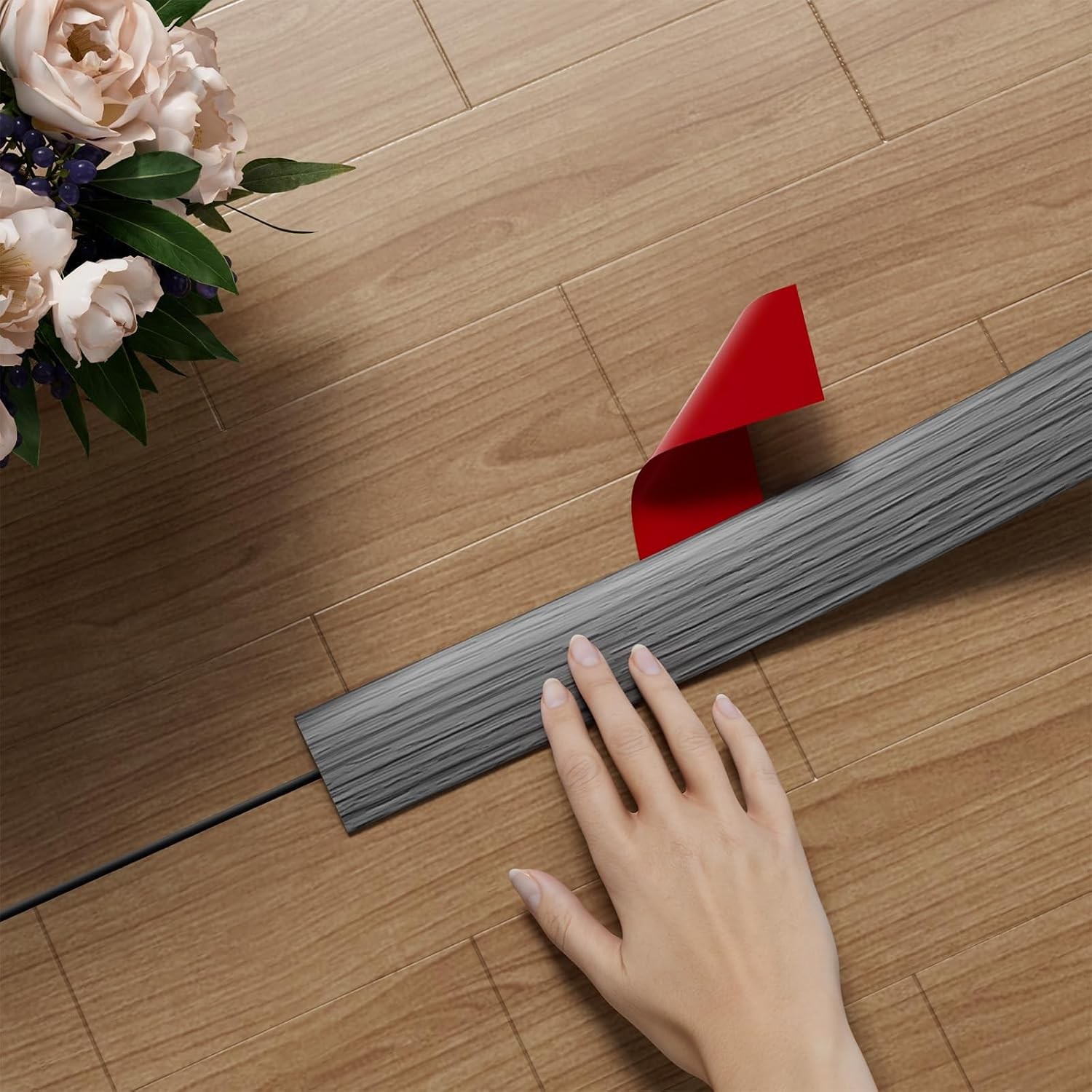 Floor Transition Strip for Carpet to Tile, Dark Grey, 4′ x 1.57″ | Self-adhesive