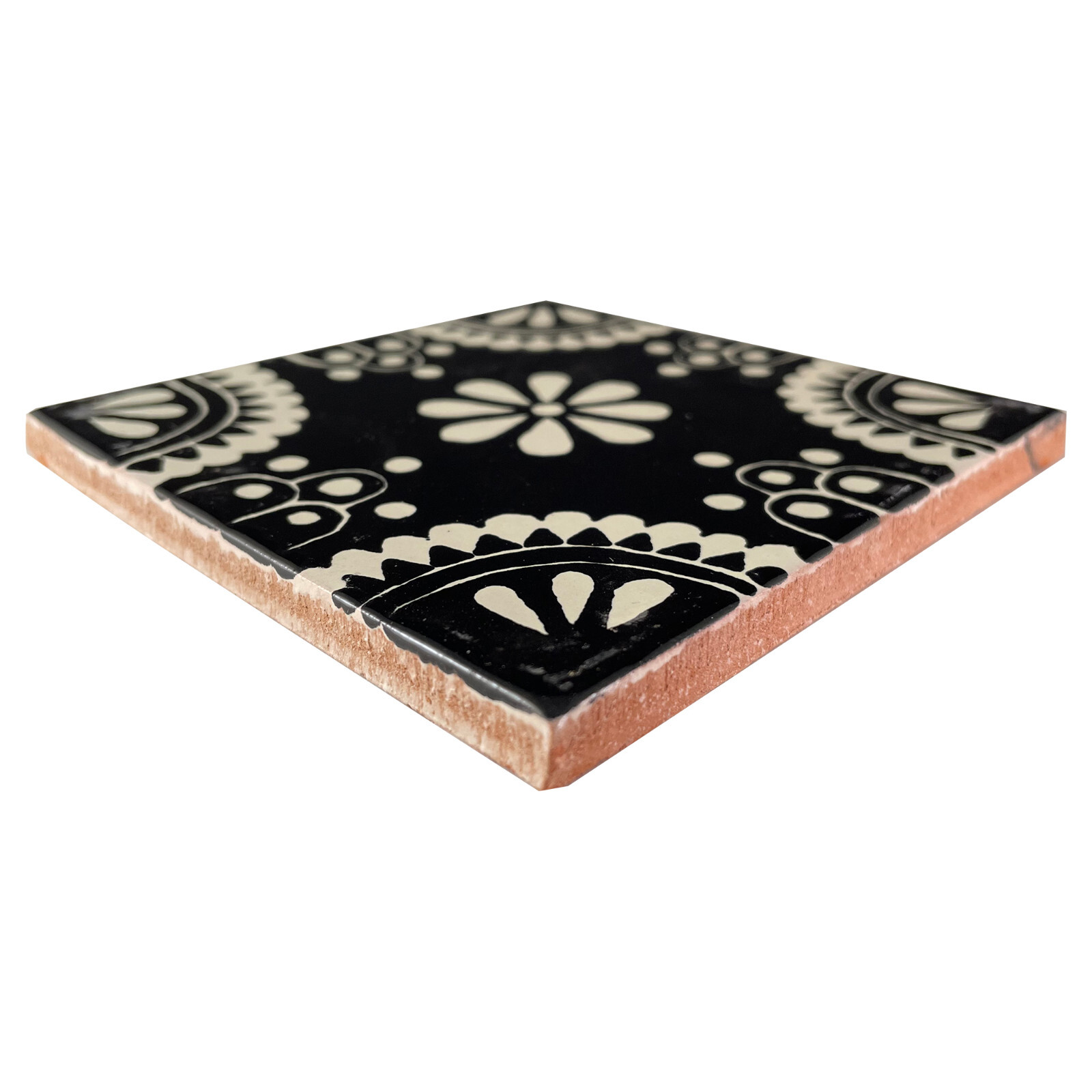 4.2 x 4.2 9pcs TalaMex White/Black Madrid Talavera Mexican Tile Backsplash