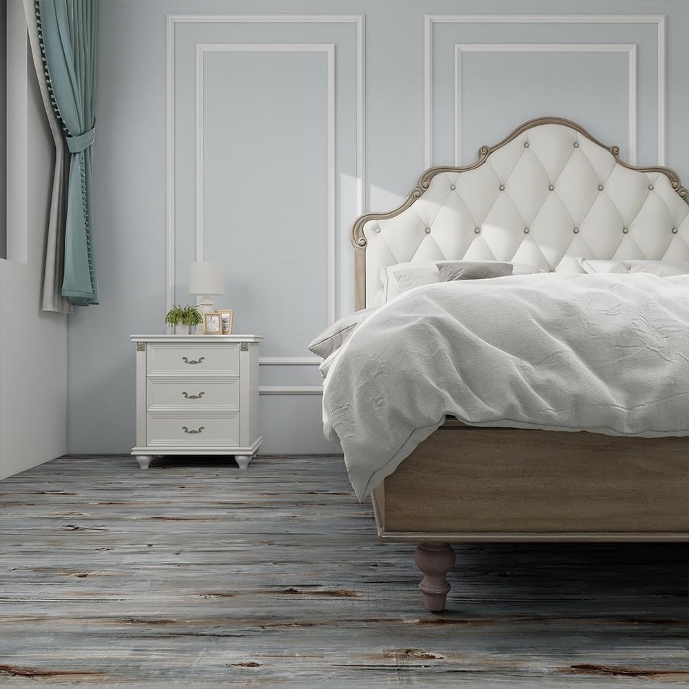 Wood Grain Peel and Stick Floor Tiles – 11.8” Width, Full Roll Length of 118″…