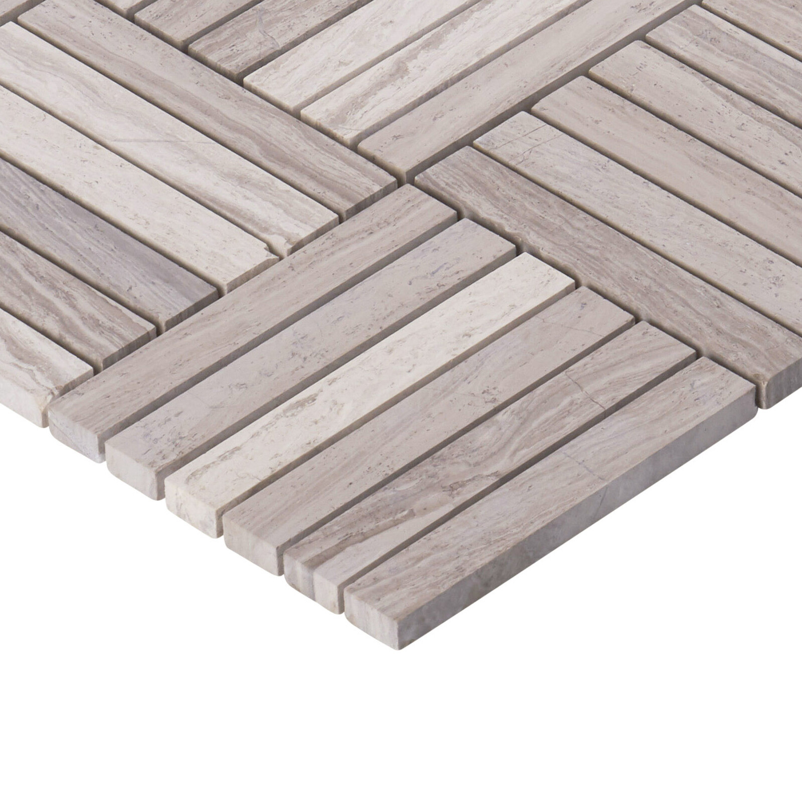Taupe Gray White Oak Marble Stone Parquet Mosaic Tile Kitchen Wall Backsplash