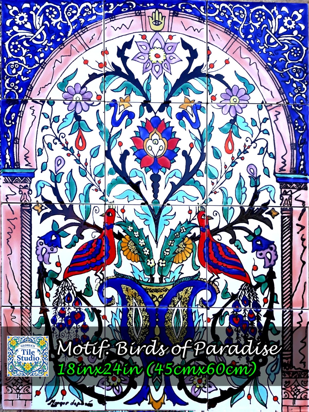 18inx24in Arabesque Mosaic Design Decorative Ceramic Tiles Wall Mural