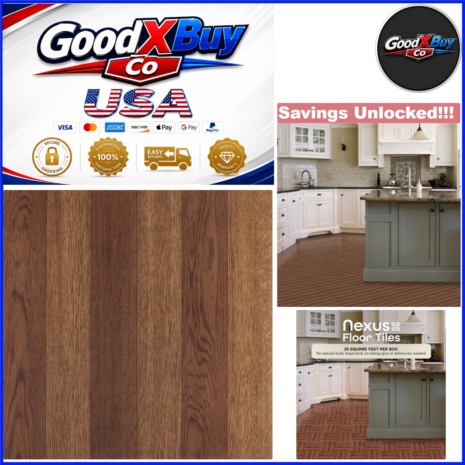 Nexus Vinyl Floor Tiles 12×12 Inch Medium Oak Peel & Stick DIY Home Decor