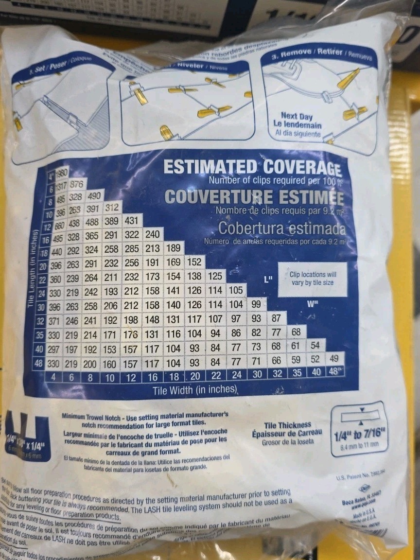 QEP Lash Tile Leveling System Pack (100 Clips + 100 Wedges) 1/16″