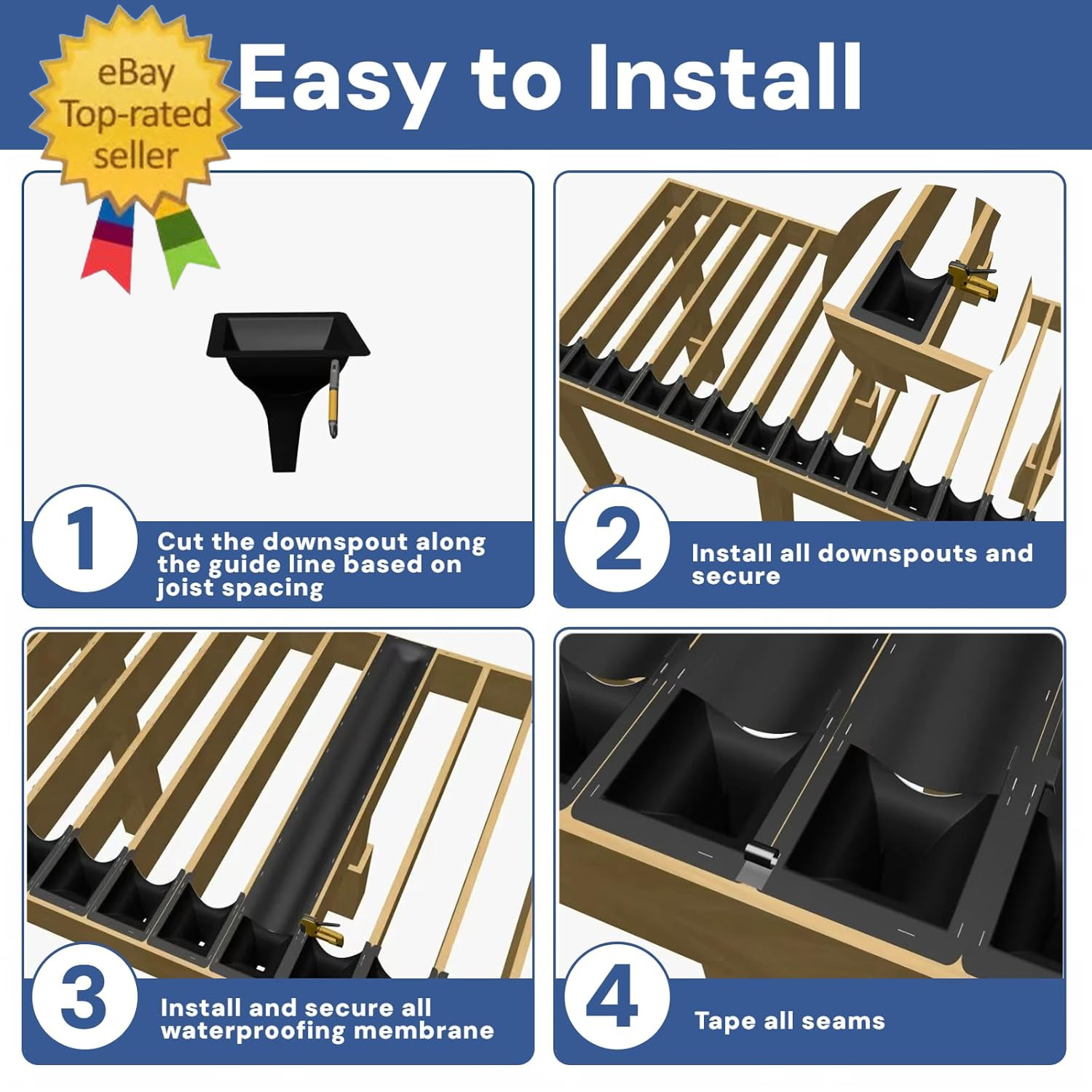 1PCS 50FT Black Waterproofing Membrane Black for under Deck Drainage System, HDP
