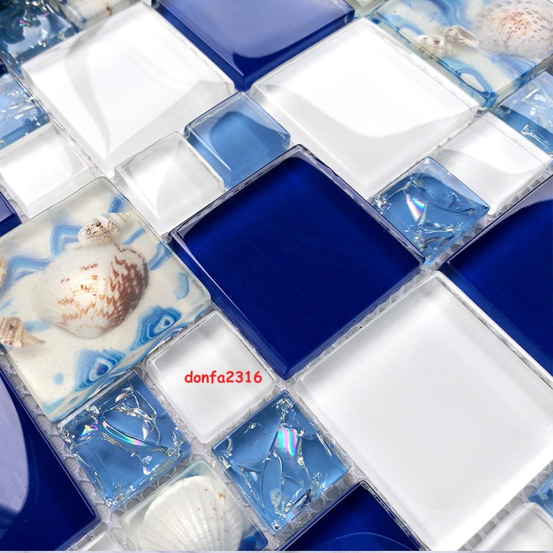 Glass Mosaic Shell Tile Swimming Pool Fish Pond Backsplash Real Sea Decoration