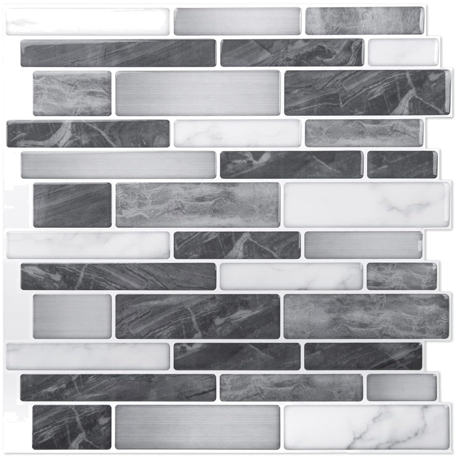 Gray Marble Look Tile Backsplash, 30x30cm, 10 Sheets