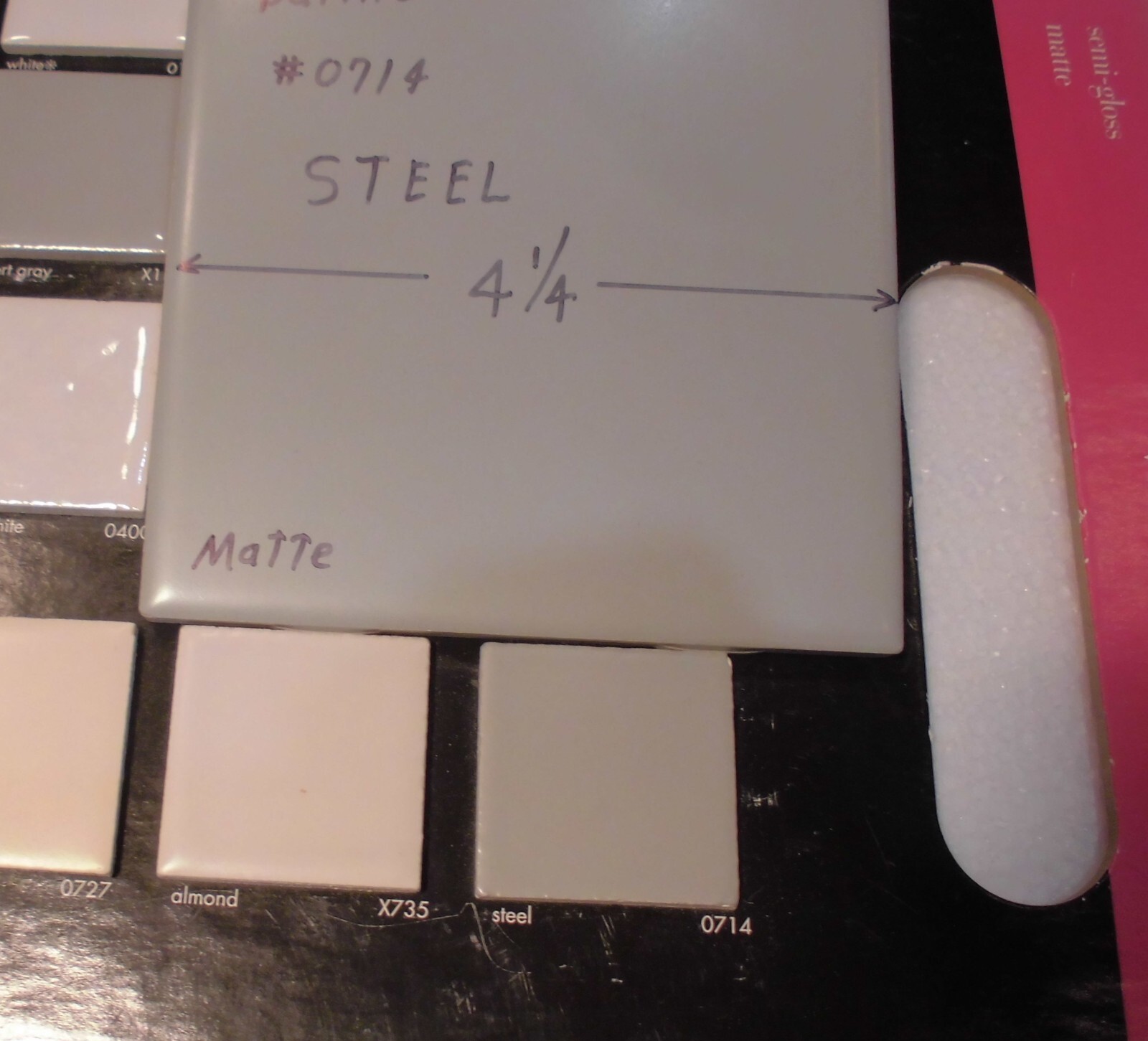 1 pc. Steel #0714: 4-1/4″ Matte Gray Ceramic Tile by Daltile, New