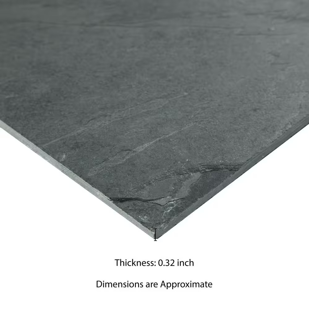Montauk Black Slate Rectangle 18 In. X 36 In. Natural Textured Stone Look Floor