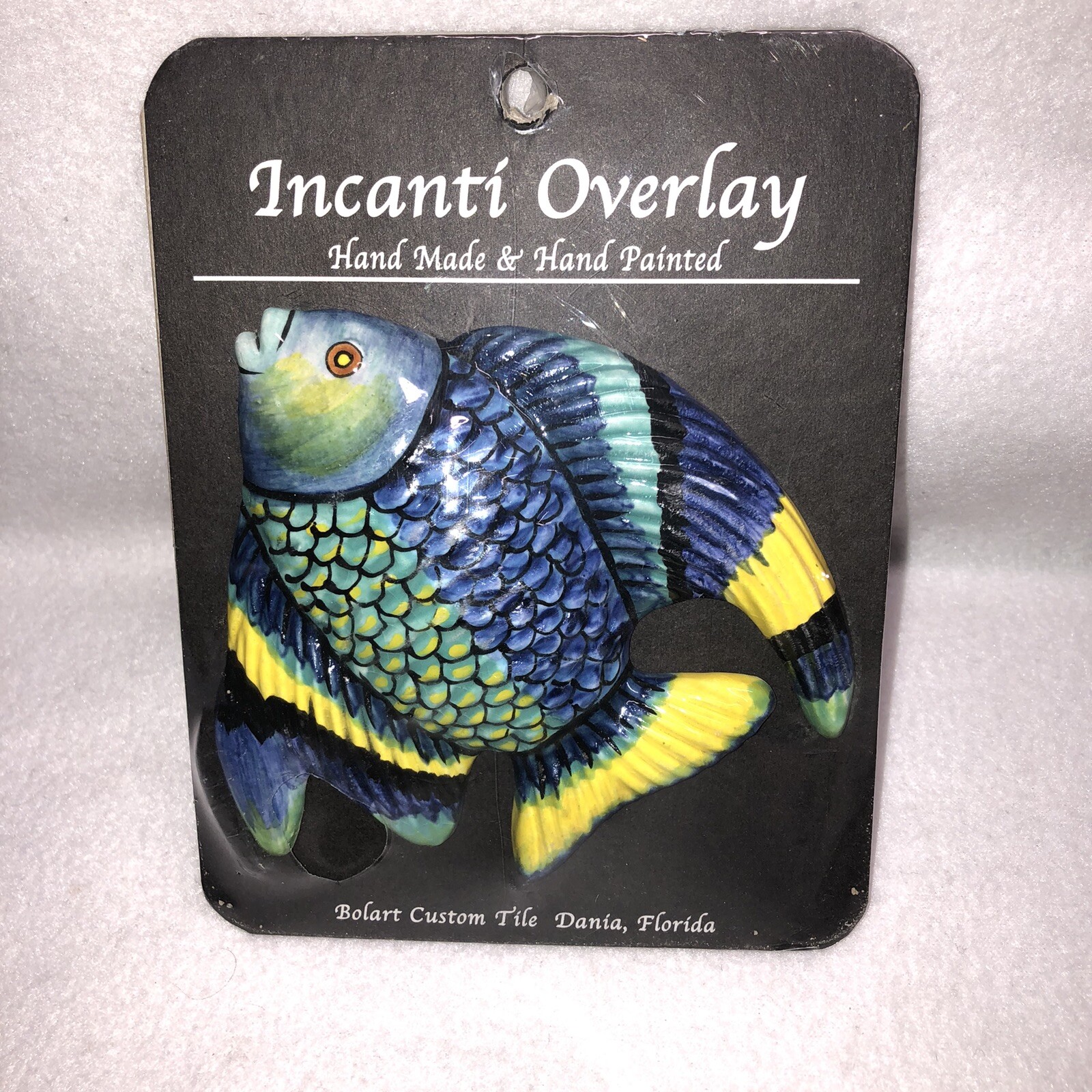 Bolart Custom Tile Tropical Fish Hand Made Hand Painted Set Of 6 Incanti Overlay