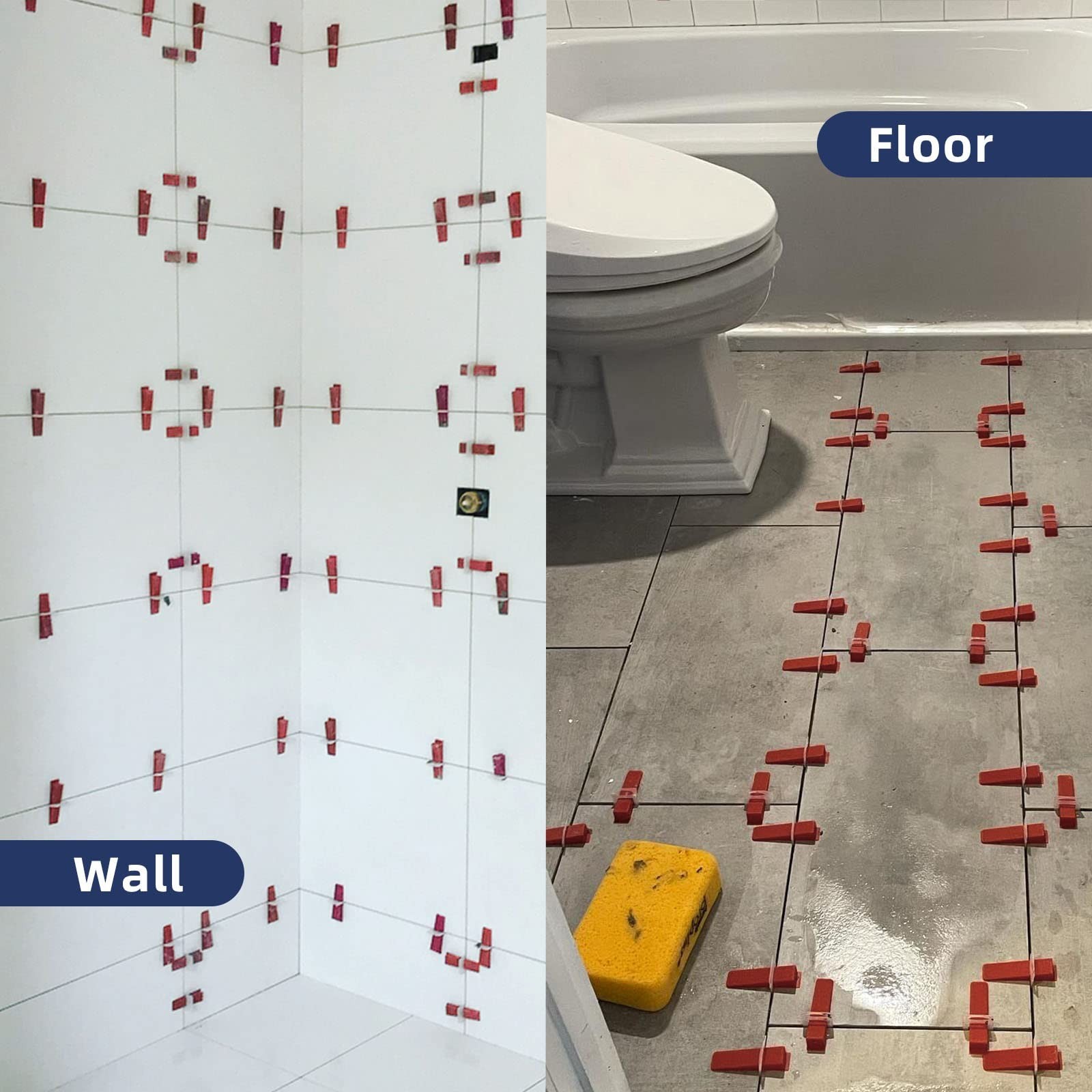 Tile Leveling System Kit – 1000 Tile Spacers Clips & 200 Reusable Wedges, Tool f