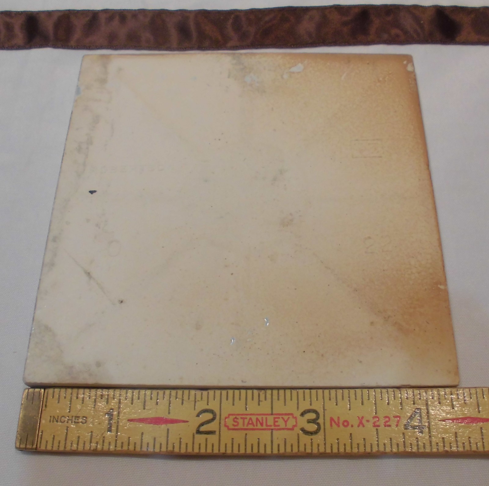 1 pc. Vintage Glossy Ceramic Tile *Blue* 4-5/16″ by Robertson Co. touch of gray