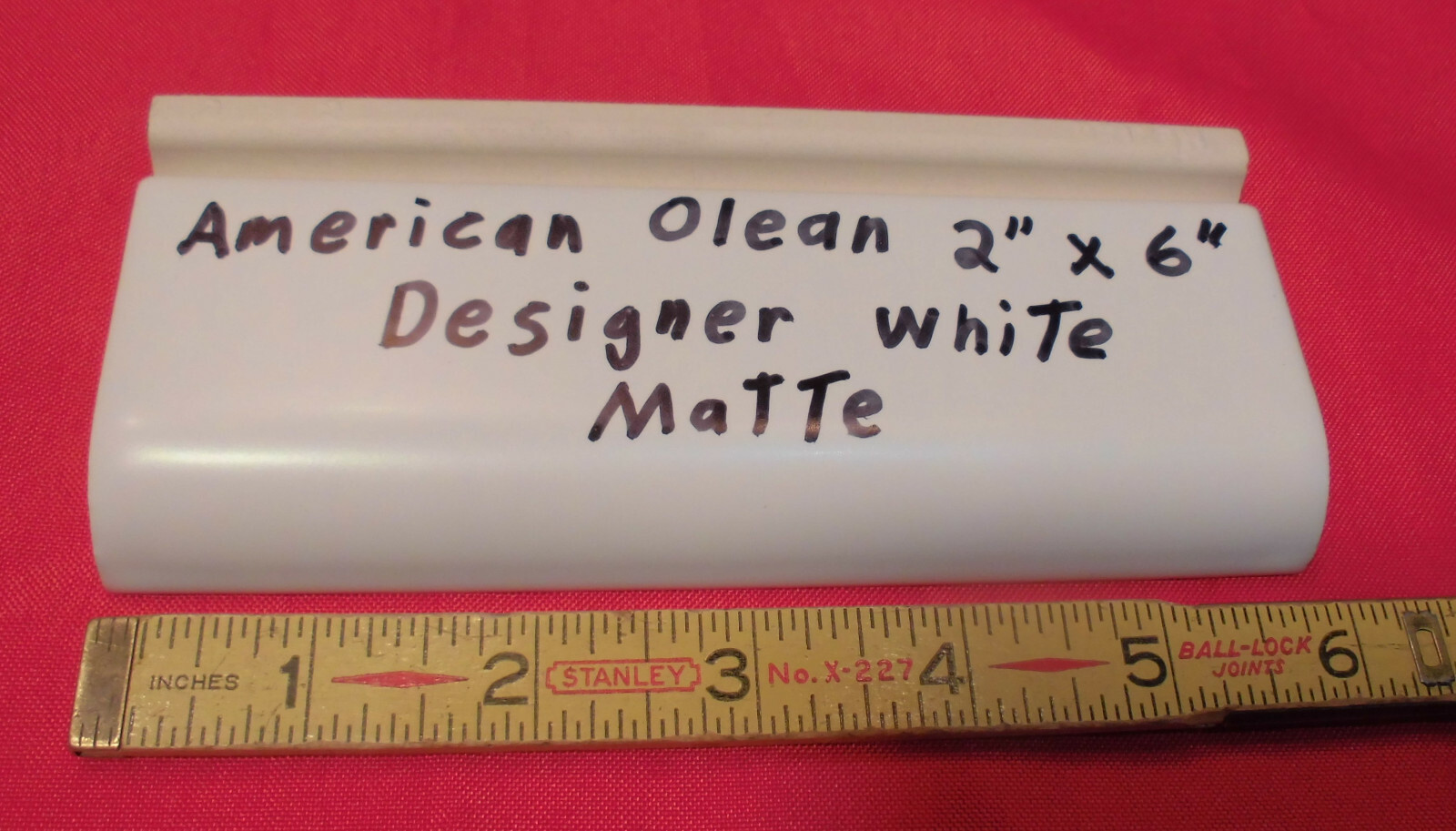 6 pcs. Matte White 2″ X 6″ X 5/8″ Ceramic Radius Bullnose Tile: Designer White