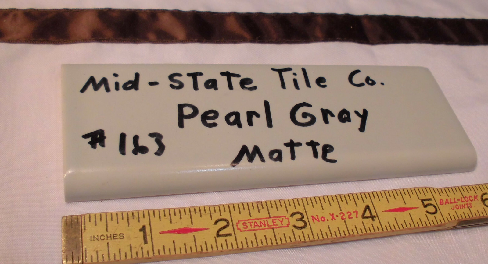10 pcs. Vintage Matte *Pearl Gray* 2” X 6” Surface-Flat Bullnose Ceramic Tiles