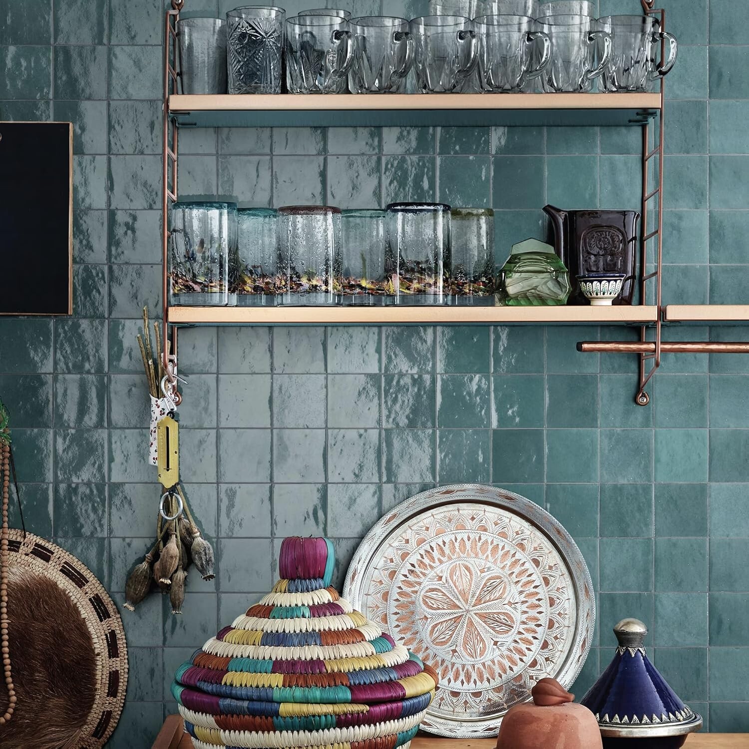 4×4 Zellige Ceramic Tile Eurasian Teal Moroccan Style Wall Tile