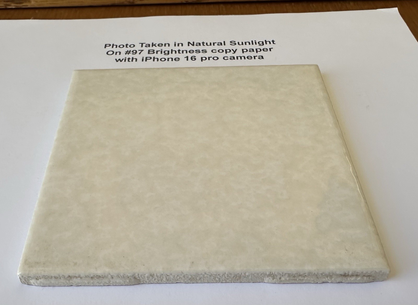 1pc. *Glossy & Bumpy; Bone #M-078* Ceramic Tile 4-1/4″ by United States Tile Co.