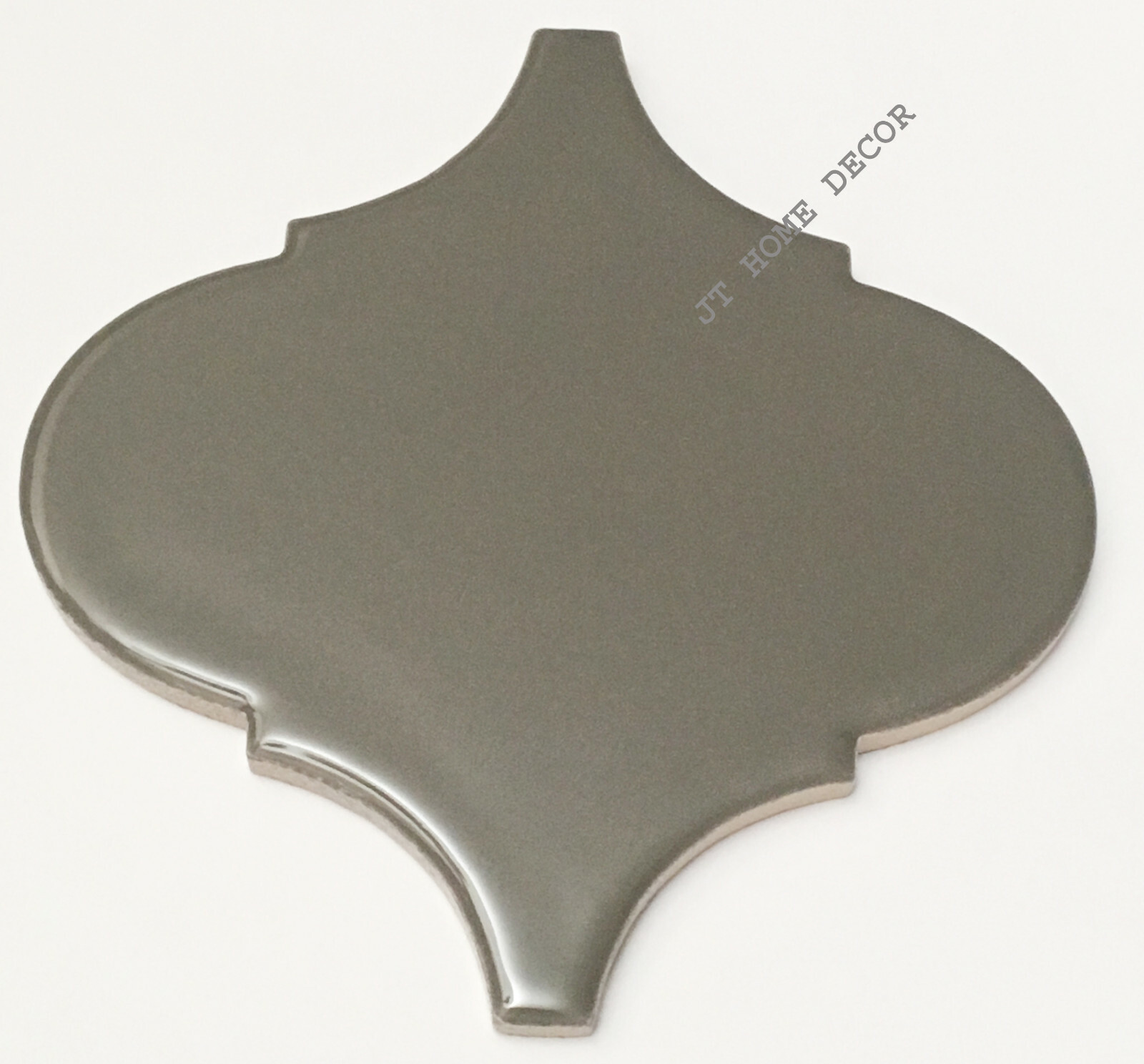 BOX of 4 Allen + Roth CHARCOAL Glazed Glossy Ceramic Arabesque Wall Tile 6″ x 6″
