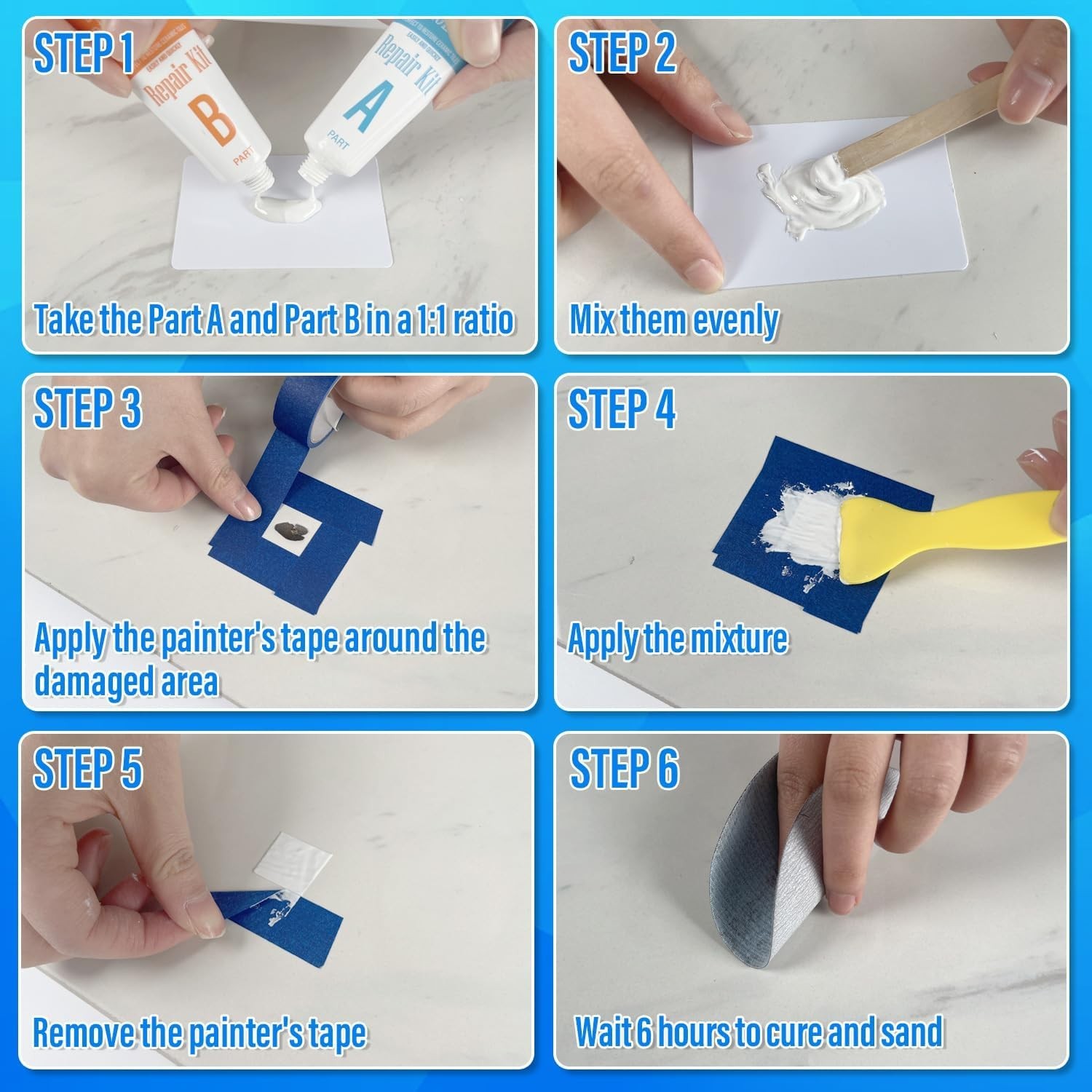 Tub Repair Kit White, Tub Chip and Bathtub Repair Kit for Enamel, Fiberglass,…
