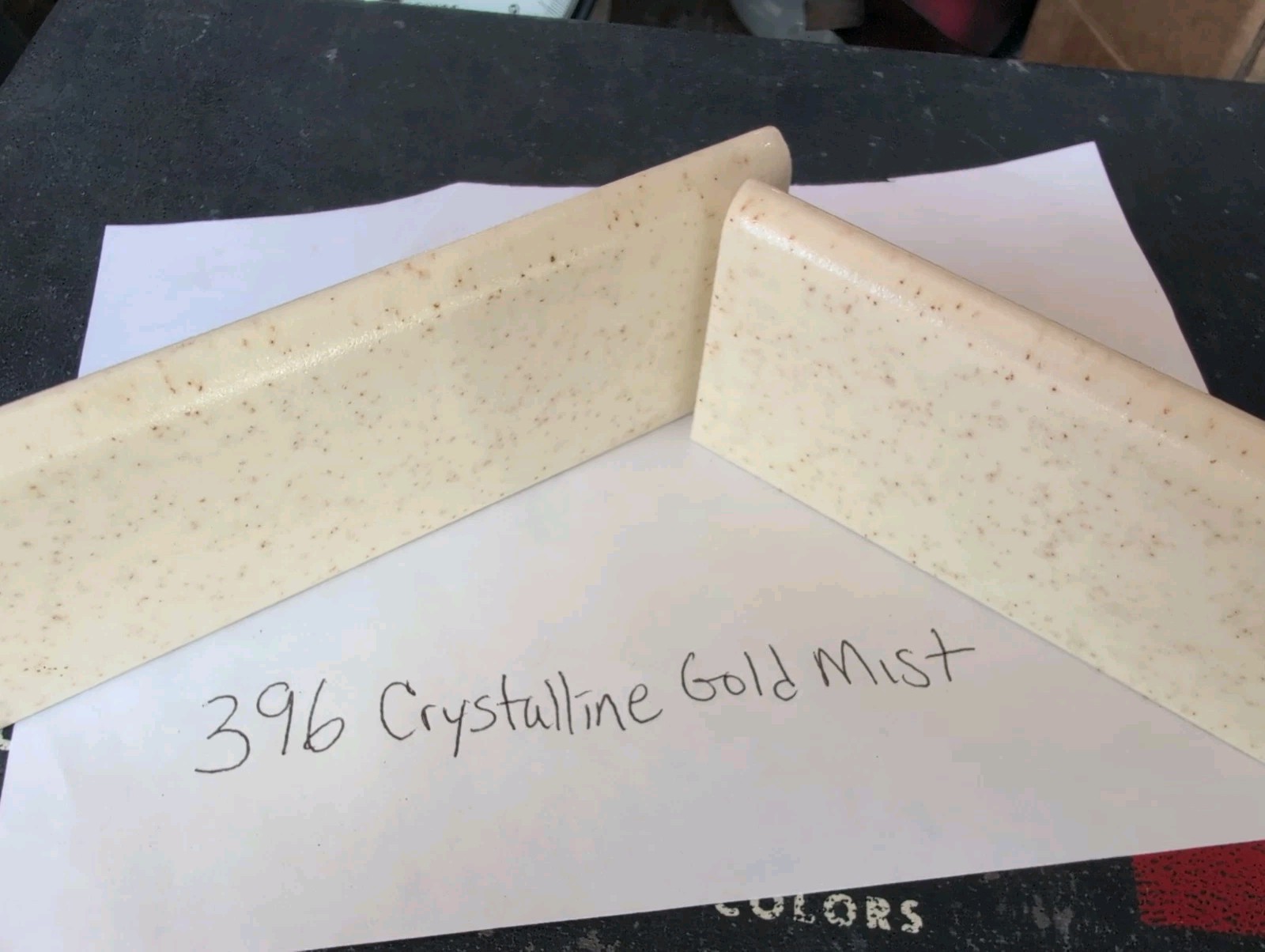 2 pcs American Olean Crystalline 396 Gold Mist Ceramic Tile 2×6 Bullnose S4269