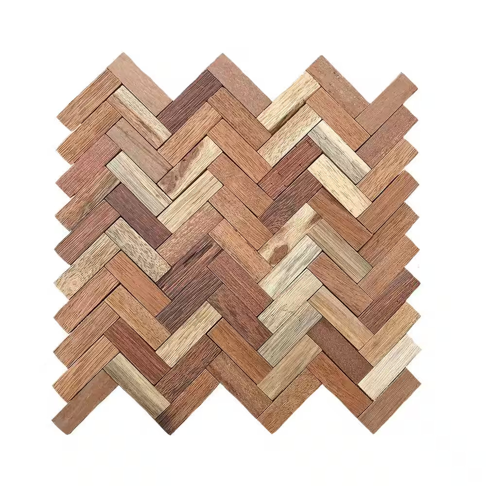 11-7/8 In. X 11-7/8 In. X 1/2 In. Herringbone Boat Wood Mosaic Wall Tile Natural