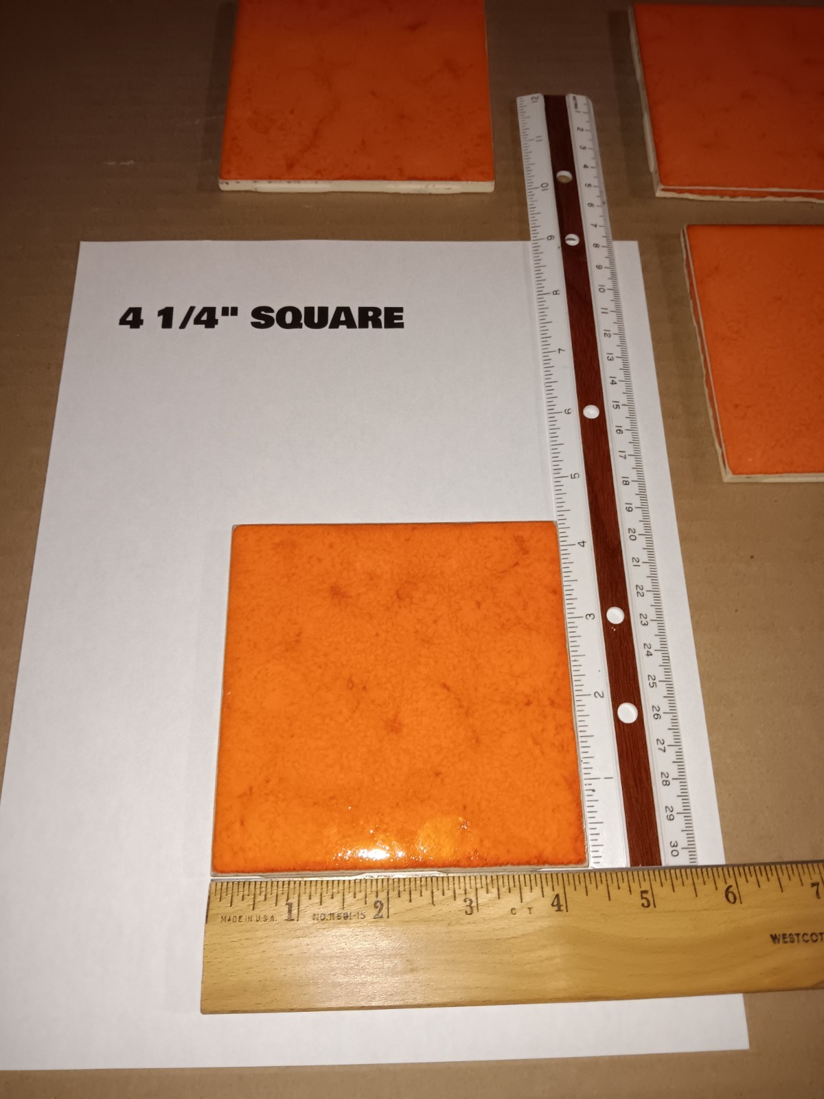 Lot of 12 pcs. IMPERIAL ORANGE VTG Ceramic Tile MCM FORUM 1960’s NEW OLD STOCK