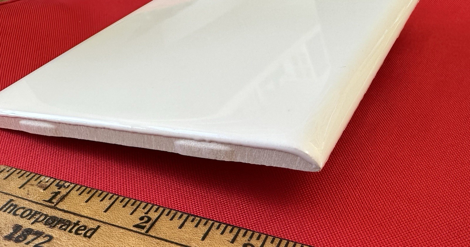 1 pc. #SL10 White: Gloss Ceramic Bullnose Tile by American Olean 4-1/4″