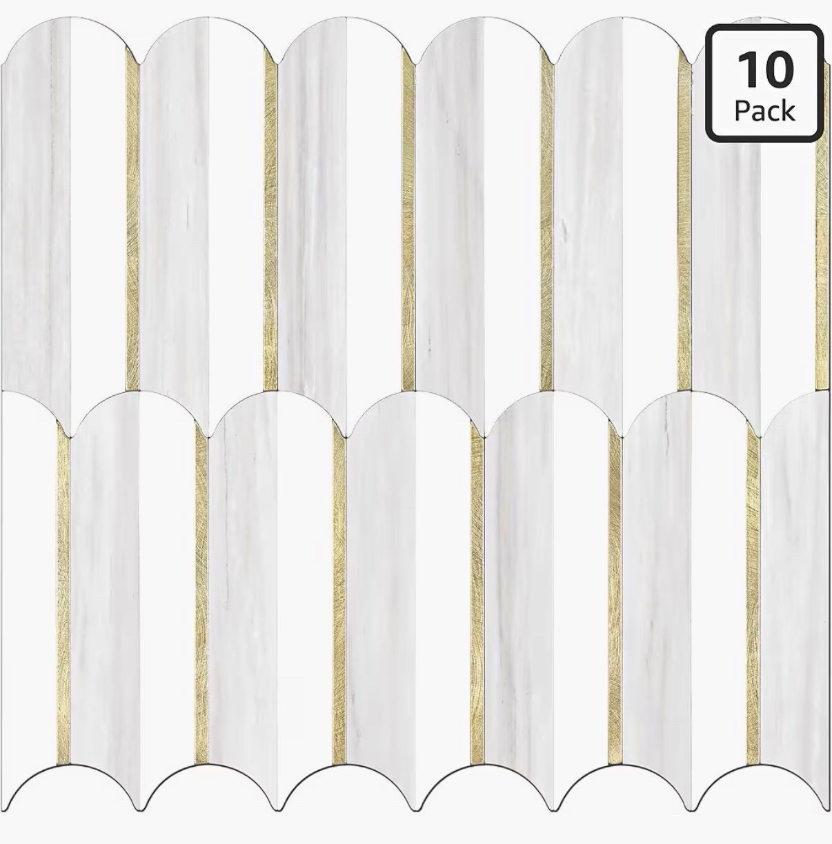 Vamos Peel-and-Stick Marble-Look Wall Tile 10pk Interlocking 11.9×10.8