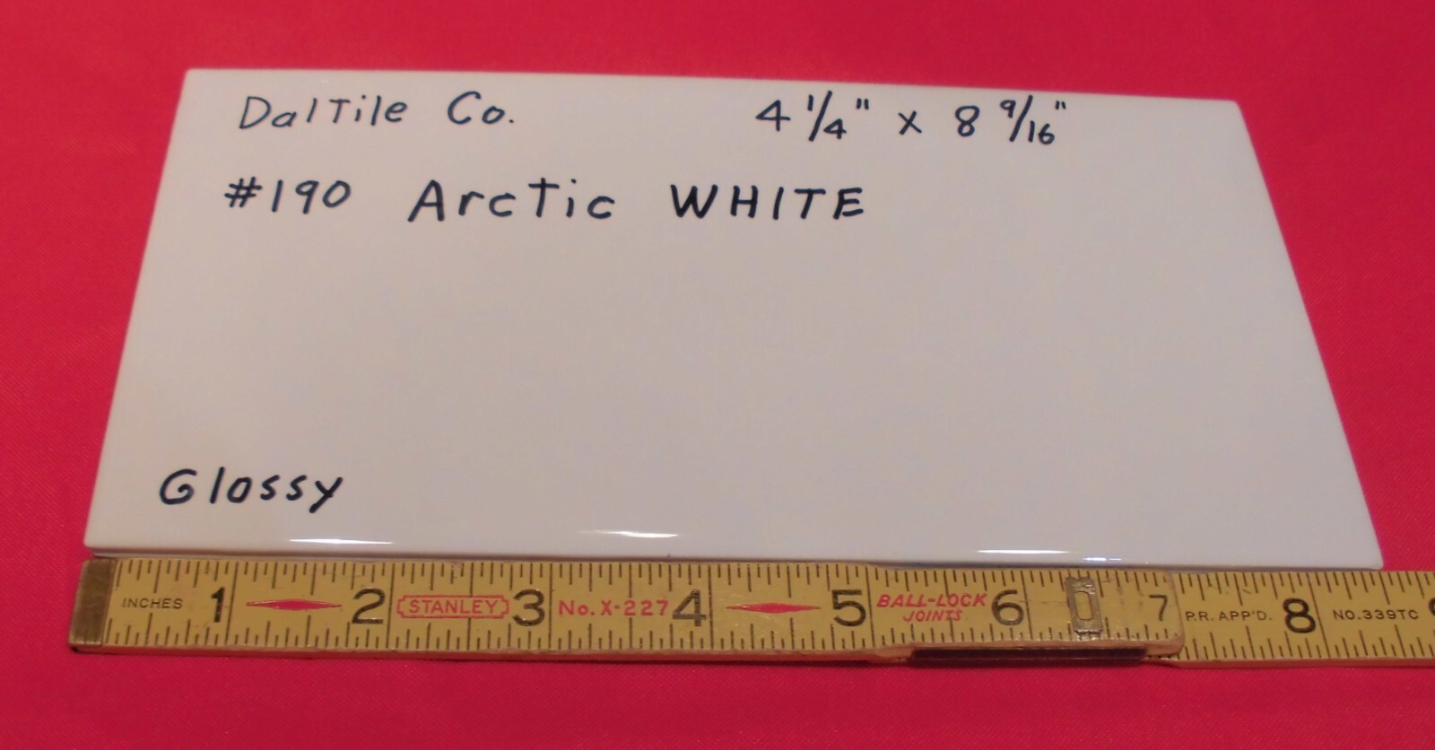1 pc. Arctic White: 4-1/4″ X 8-9/16″ Glossy Ceramic Tiles by Daltile #190, NEW
