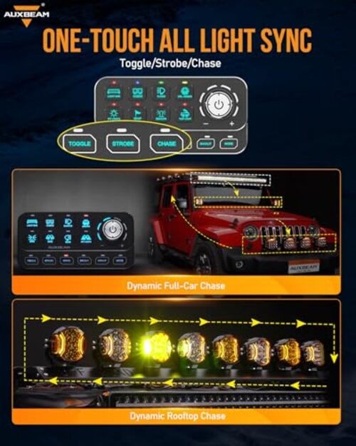 KS-80 8 Gang Switch Panel with Rotary Knob, Universal RGB Backlit Control