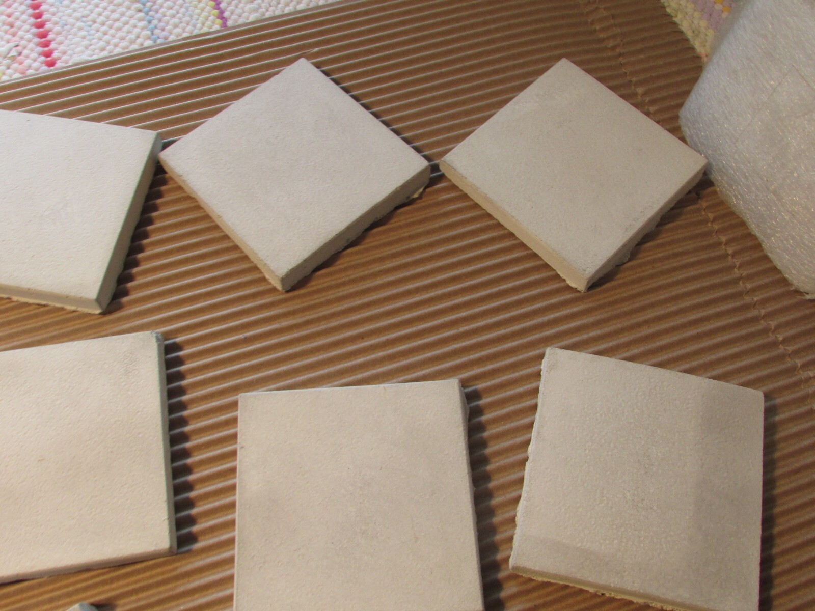 Group of 10 Vintage UNUSED Ceramic 3.5″ Unglazed WALL Floor or CRAFTING TILES !!