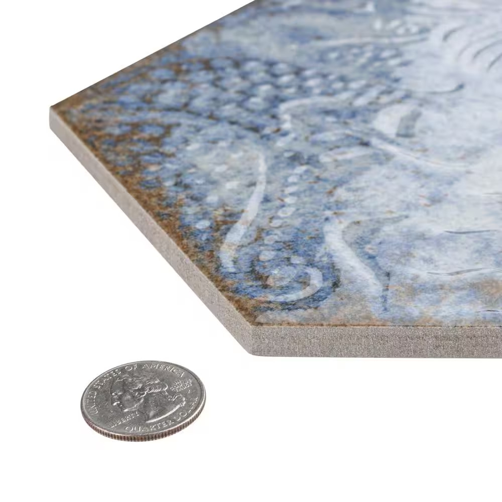 Gaudi React Hex Marina 8-5/8 In. X 9-7/8 In. Porcelain Floor and Wall Tile (11.5