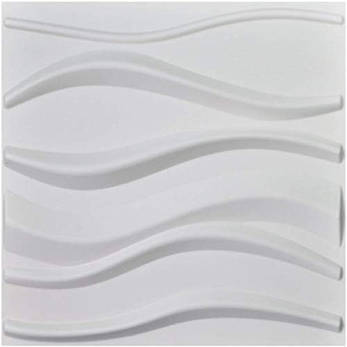 12 PACK Art3d Decorative 3d Wall Panels Wavy White 19.7″ x 19.7″ Plant Based