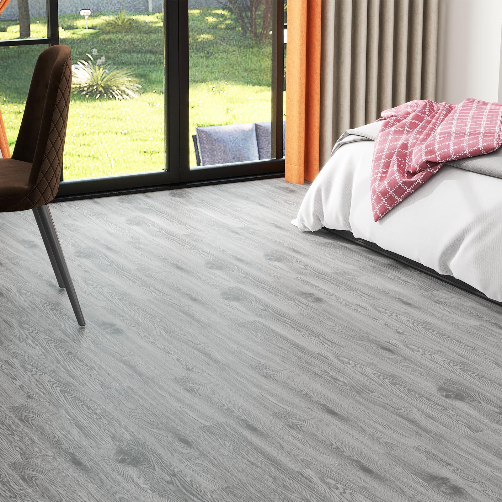 Peel and Stick Floor Tiles, Self-Adhesive Luxury Vinyl Flooring Plank, 6x36in…