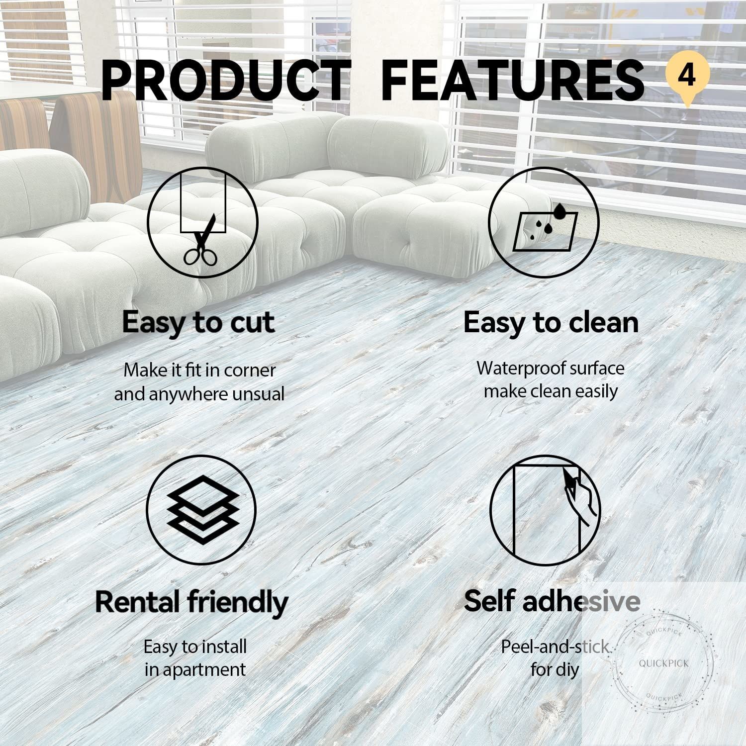 Peel and Stick Vinyl Flooring – 11.8″ X 118″ Nature-Inspired Colors Flooring,