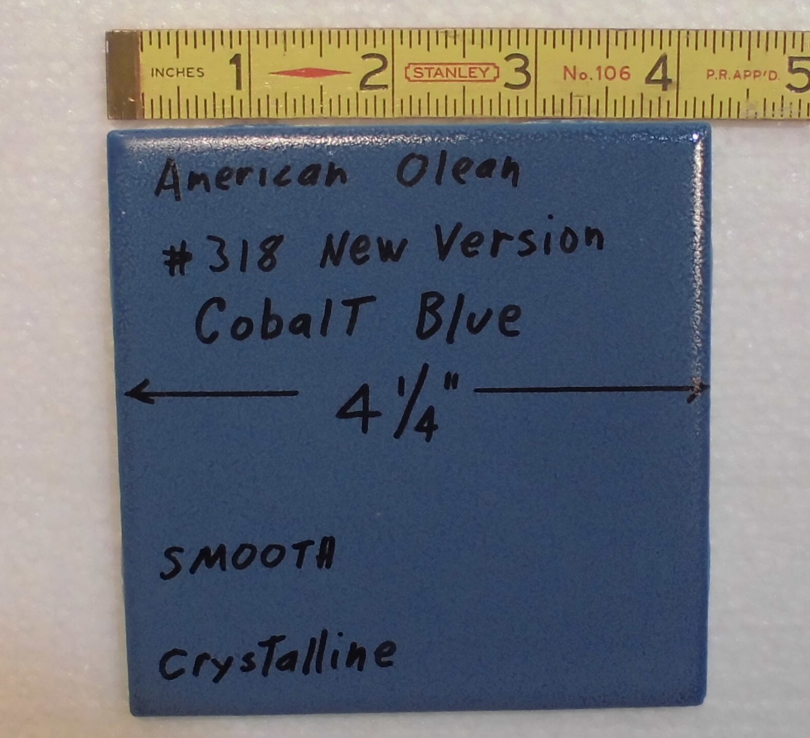 1 pc. Cobalt Blue #318: Crystalline Ceramic 4-1/4″ Tile by American Olean, NEW