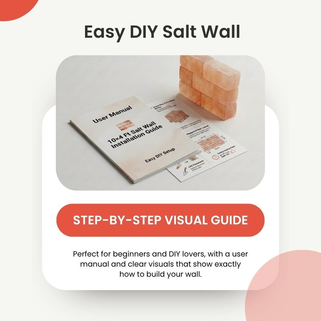 Himalayan Pink Salt Wall Panel Kit 10x4ft Salt Bricks Tiles Spa Sauna LED DIY