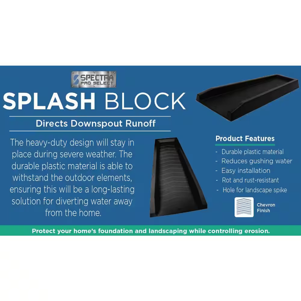 24 In. Black Vinyl Splash Block