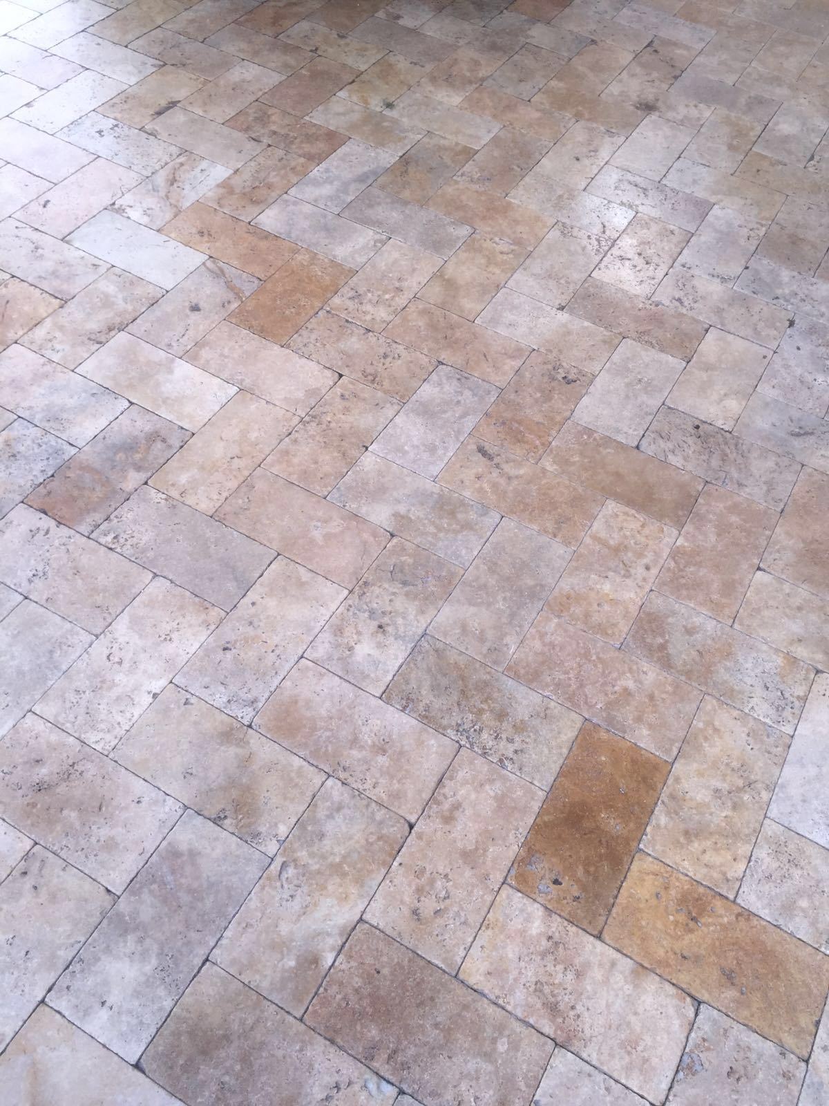 WALNUT NOCE TRAVERTINE TUMBLED PAVERS 6X12